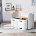 Keezi 3pc Kids Table Chairs Set Storage Desk White