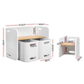 Keezi 3pc Kids Table Chairs Set Storage Desk White