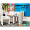 Keezi 3pc Kids Table Chairs Set Storage Desk White