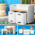 Keezi 3pc Kids Table Chairs Set Storage Desk White