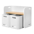 Keezi 3pc Kids Table Chairs Set Storage Desk White