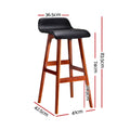 Artiss 2x Bar Stools Wooden Seat Black Kitchen Counter Height