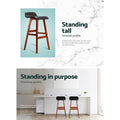Artiss 2x Bar Stools Wooden Seat Black Kitchen Counter Height