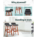 Artiss 2x Bar Stools Wooden Seat Black Kitchen Counter Height