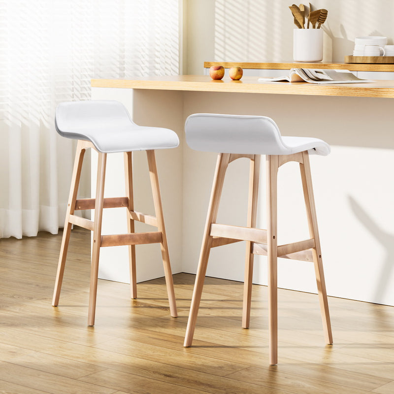 Artiss 2x Bar Stools Wooden White