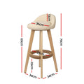 Artiss 2x Padded Leather Bar Stools Wooden Beige