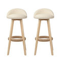 Artiss 2x Padded Leather Bar Stools Wooden Beige