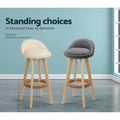 Artiss 2x Padded Leather Bar Stools Wooden Beige