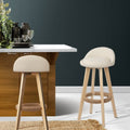 Artiss 2x Padded Leather Bar Stools Wooden Beige