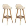 Artiss 2x Padded Leather Bar Stools Wooden Beige