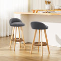 Artiss 2x Bar Stools Padded Linen Grey Wooden Seat