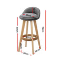 Artiss 2x Bar Stools Padded Linen Grey Wooden Seat
