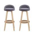 Artiss 2x Bar Stools Padded Linen Grey Wooden Seat