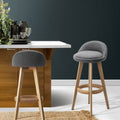 Artiss 2x Bar Stools Padded Linen Grey Wooden Seat