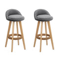 Artiss 2x Bar Stools Padded Linen Grey Wooden Seat