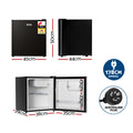 Devanti 48L Bar Fridge Black Glass Door Cooler