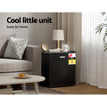 Devanti 48L Bar Fridge Black Glass Door Cooler