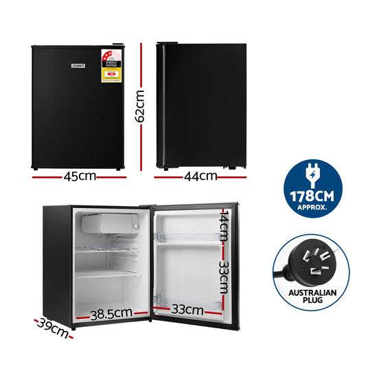 Devanti 70L Bar Fridge Black Bench Top Drinks Cooler