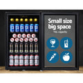 Devanti 115L Bar Fridge Glass Door Black LED Light