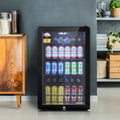 Devanti 115L Bar Fridge Glass Door Black LED Light