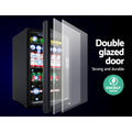 Devanti 70L Bar Fridge Glass Door Black Light