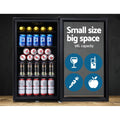 Devanti 98L Bar Fridge Glass Door Black Freezer