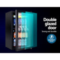 Devanti 98L Bar Fridge Glass Door Black Freezer