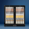 Devanti 198L Bar Fridge Dual Glass Door Black