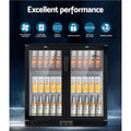 Devanti 198L Bar Fridge Dual Glass Door Black