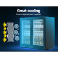 Devanti 198L Bar Fridge Dual Glass Door Black