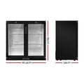 Devanti 198L Bar Fridge Dual Glass Door Black