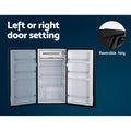 Devanti 95L Bar Fridge Black Glass Door Compact