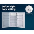 Devanti 95L Bar Fridge White Glass Door Bench Top