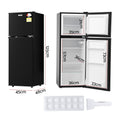 Devanti 122L Bar Fridge Two Door Mini Fridge Freezer Black