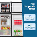 Devanti 122L Bar Fridge Two Door Mini Fridge Freezer Black