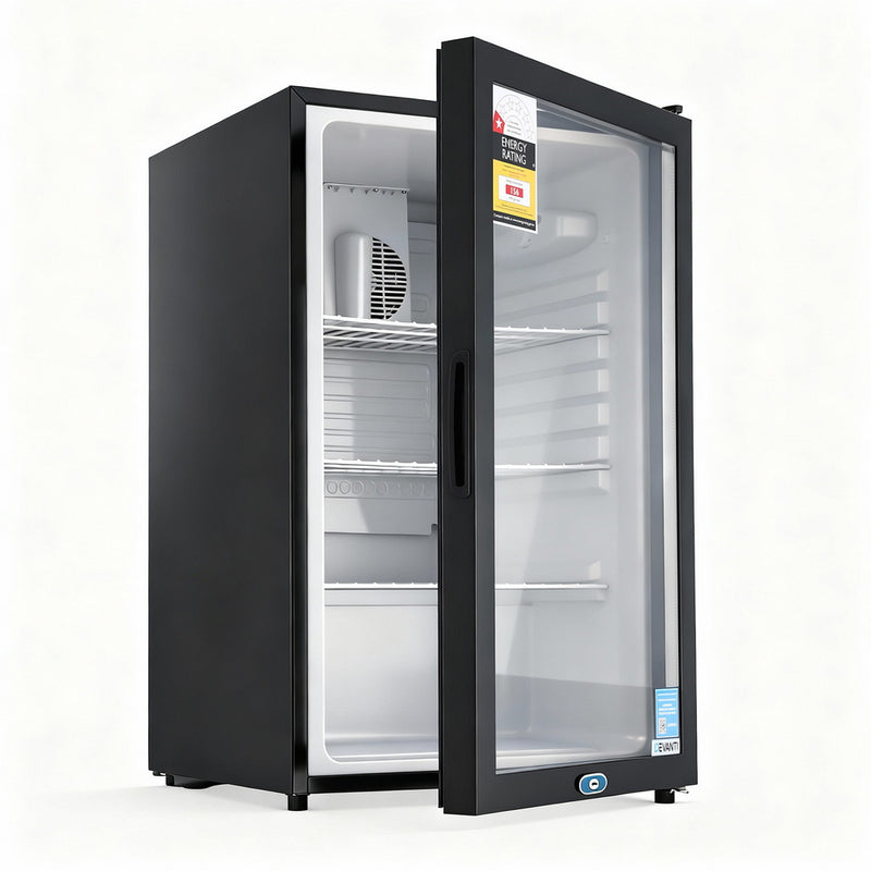 Devanti 105L Bar Fridge Glass Door Black Countertop Cooler