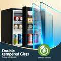 Devanti 40L Bar Fridge Glass Door Black Countertop Mini Cooler