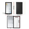 Devanti 78L Bar Fridge Glass Door Black Countertop Cooler