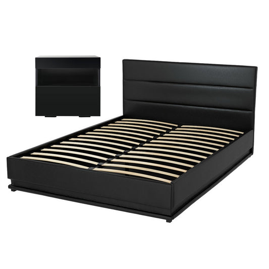 Artiss RGB LED DOUBLE Bed Frame Bedside Table 16 Colour Light