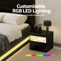 Artiss RGB LED DOUBLE Bed Frame Bedside Table 16 Colour Light