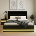 Artiss RGB LED DOUBLE Bed Frame Bedside Table 16 Colour Light