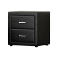 Artiss Bedside Table 2 Drawers Black Leather Side Table