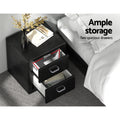Artiss Bedside Table 2 Drawers Black Leather Side Table
