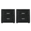 Artiss Bedside Table 2 Drawer Black Leather Side Table