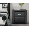 Artiss Bedside Table 2 Drawer Black Leather Side Table