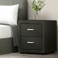 Artiss Bedside Table 2 Drawer Fabric Charcoal