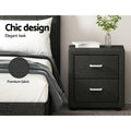Artiss 2X Bedside Table 2 Drawers Fabric Charcoal