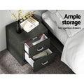 Artiss 2X Bedside Table 2 Drawers Fabric Charcoal
