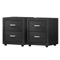 Artiss 2X Bedside Table 2 Drawers Fabric Charcoal