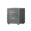 Artiss Bedside Table 2 Drawer Grey Fabric